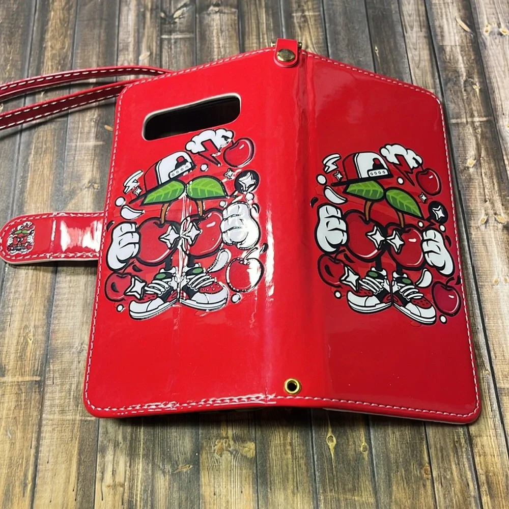 5for$10 Samsung Galaxy S10 Apples Cartoon Flip Wallet Leather Case 3 Card Slot